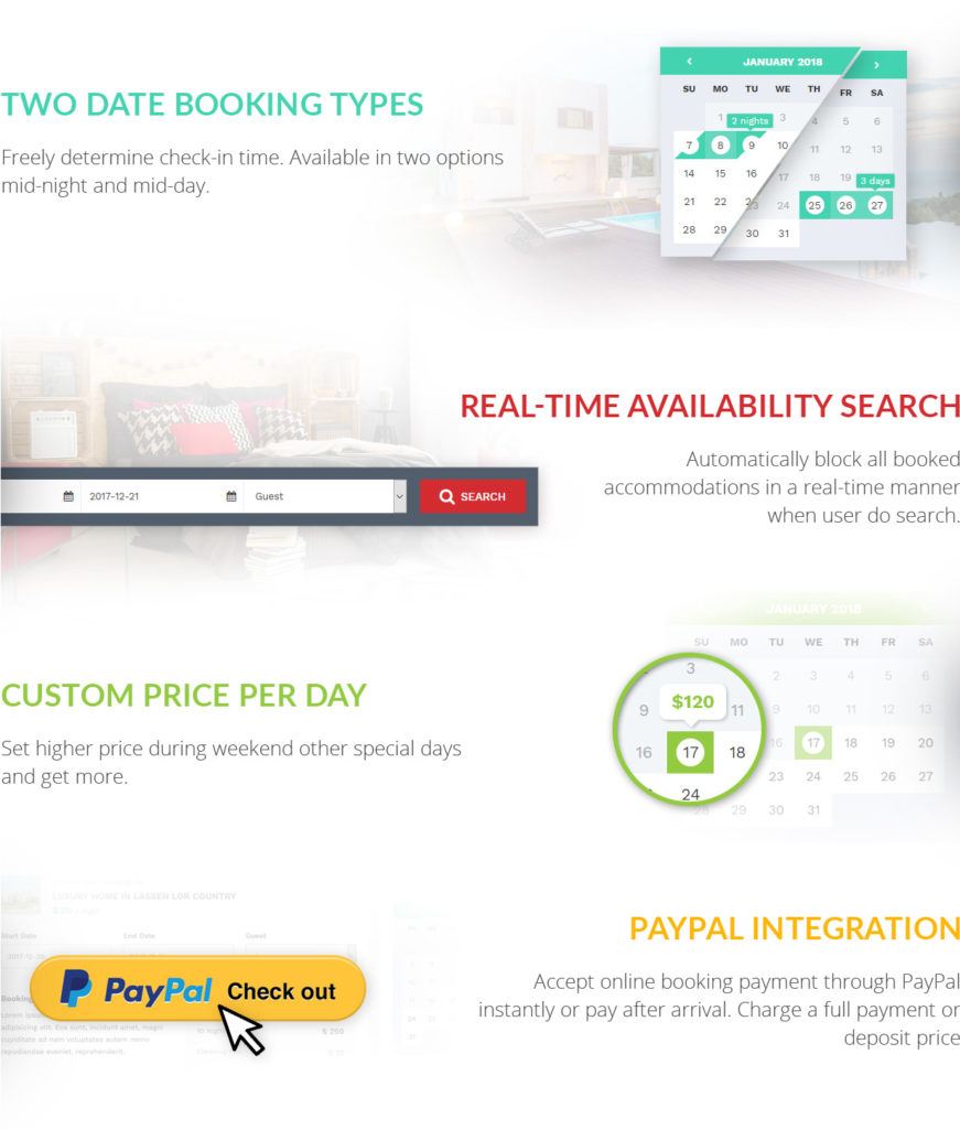 Booking Featueres Kensington WP Theme