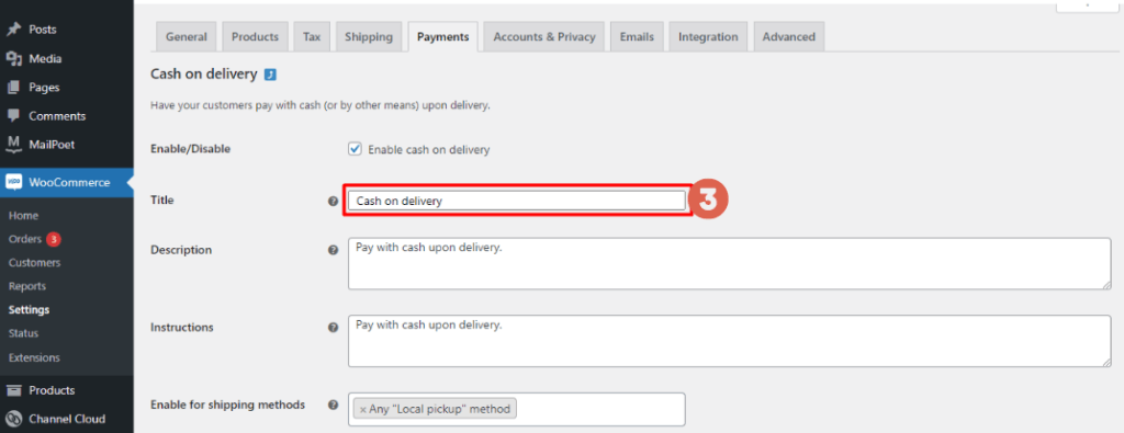 Add COD Payment in WooCommerce