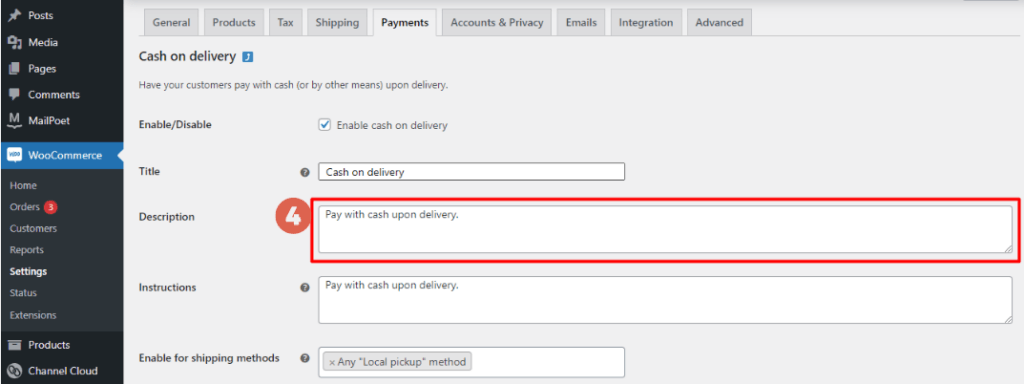 Add COD Payment in WooCommerce