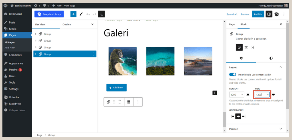 How to Create Gallery Section using gutenberg WordPress