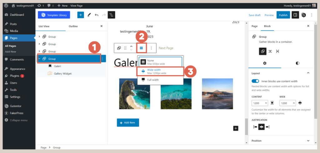 How to Create Gallery Section using gutenberg WordPress