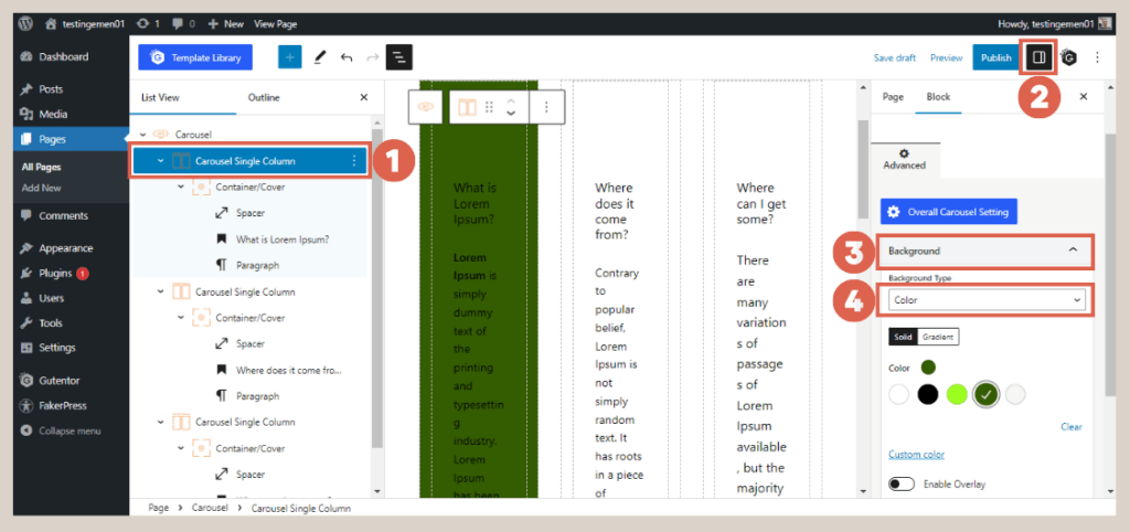 How to Create Slider on wordpress using gutenberg