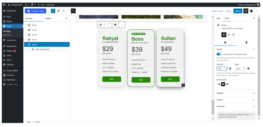 cara buat pricing table di WordPress