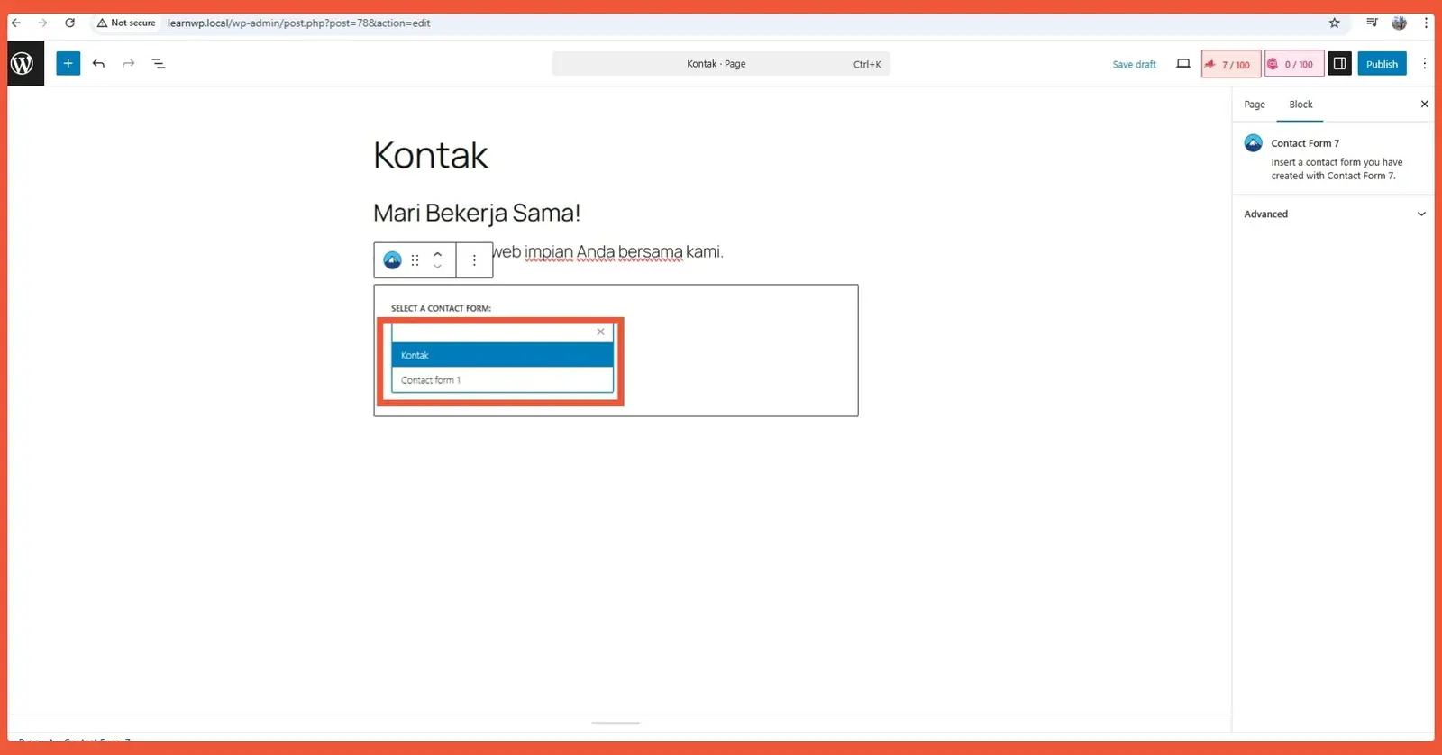 Create a Contact Page in Gutenberg