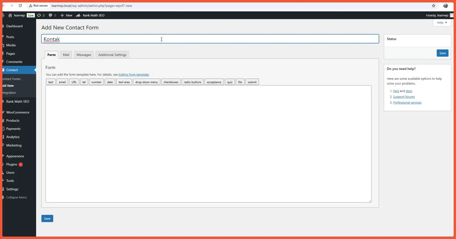 Create a Form Using Contact Form 7