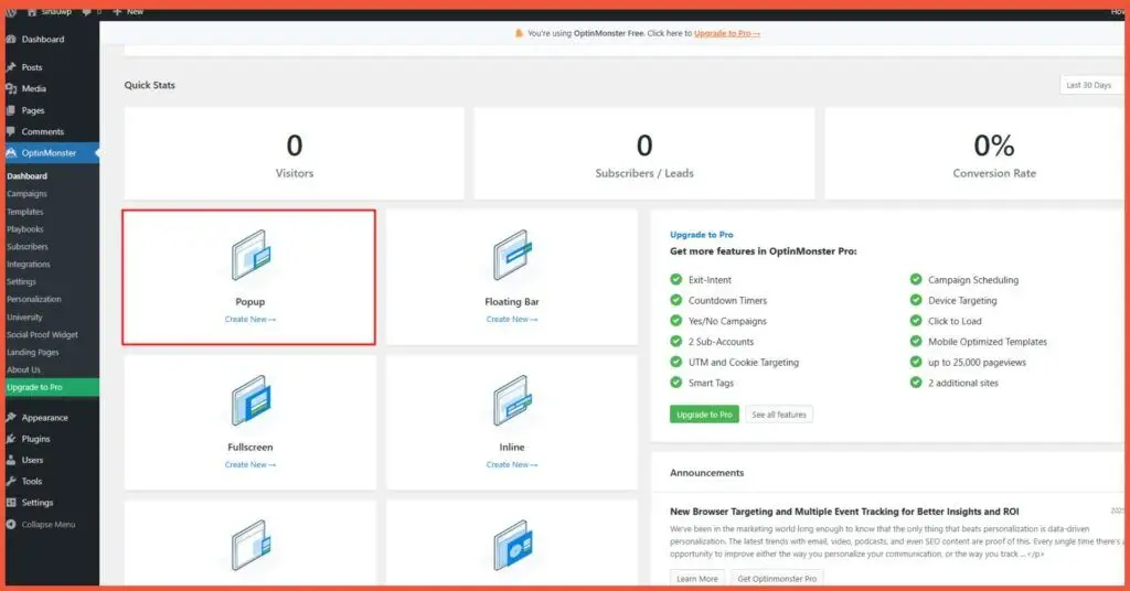 Create a Popup in WordPress Using OptinMonster 3