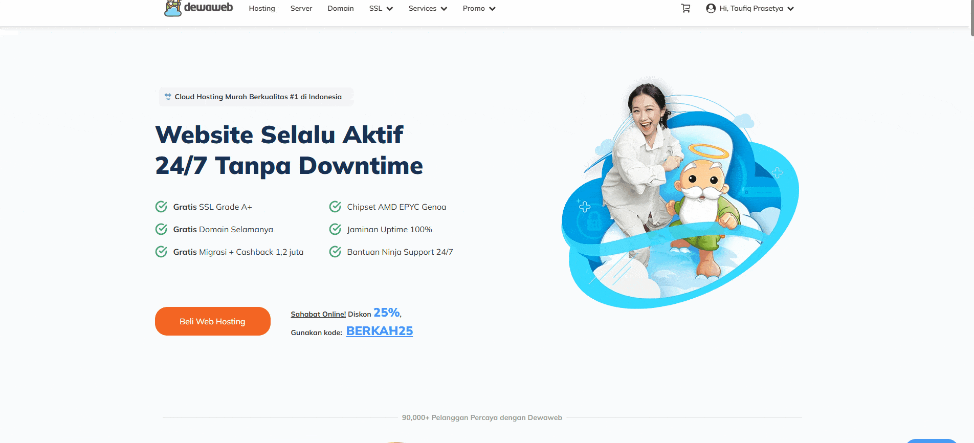 Dewaweb cloud hosting package options. Cloud hosting is recommended for your e-commerce website. 