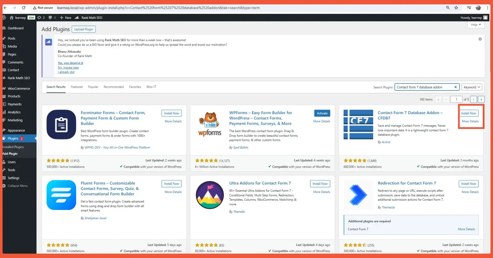 Install and Activate the CFDB7 Plugin