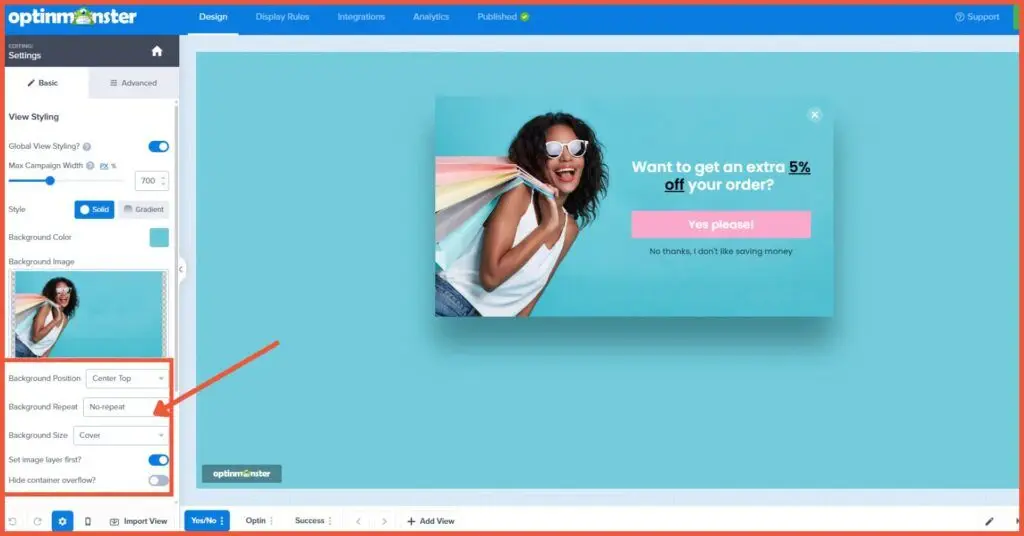 Your popup design is now complete.