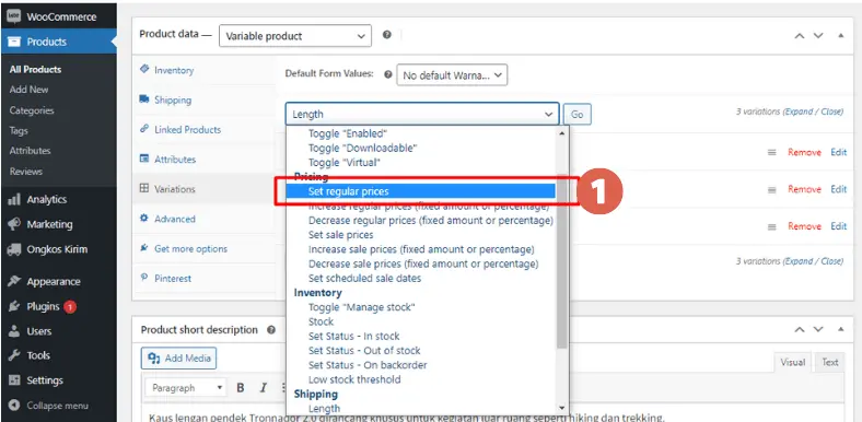 Adding Variation Data in Bulk in woocommerce