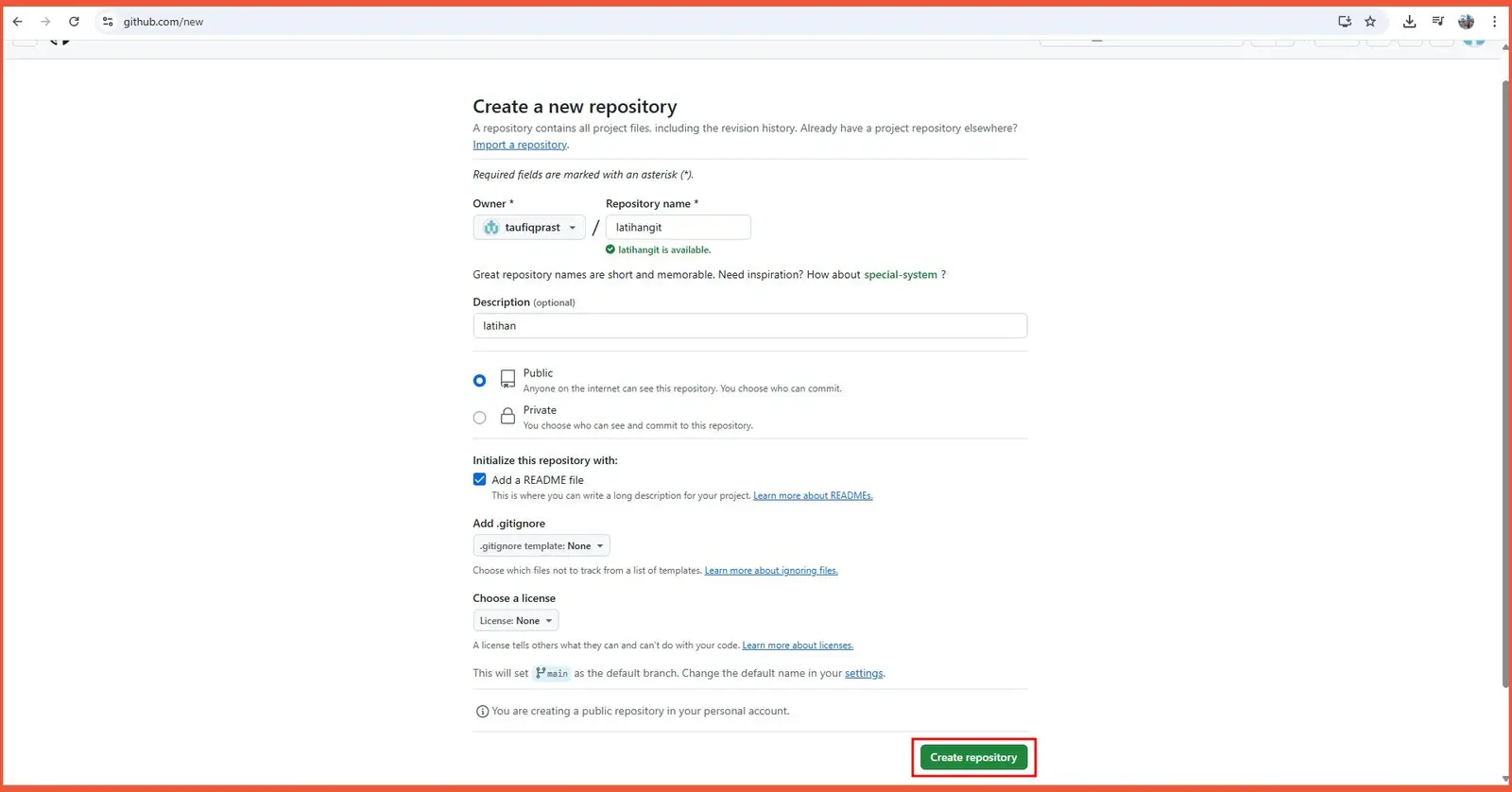 Fill in repository details