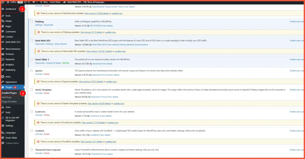 How to Delete or Uninstall a WordPress Plugin - method 1 step 1