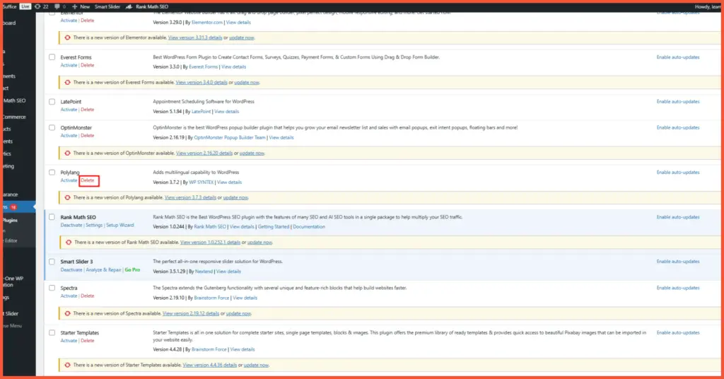 How to Delete or Uninstall a WordPress Plugin - method 1 step 3