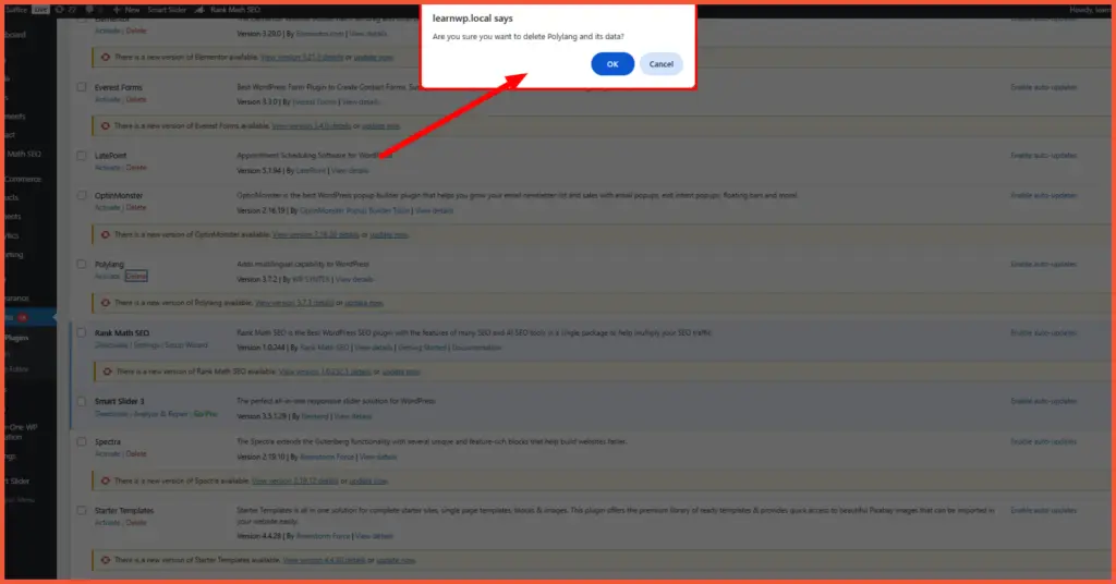 How to Delete or Uninstall a WordPress Plugin - method 1 step 4