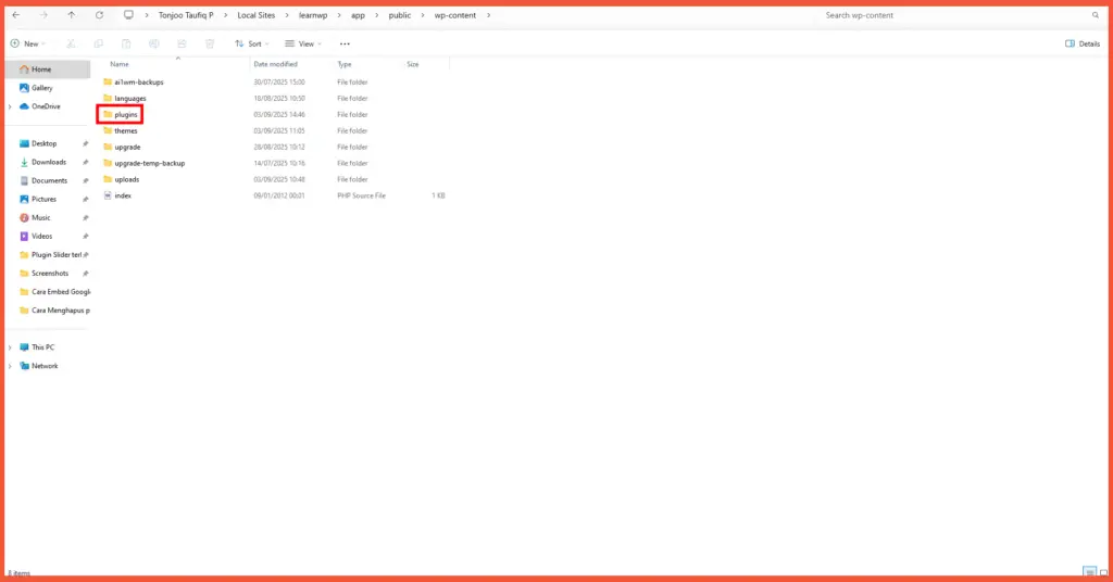 How to remove a WordPress Plugin - method 2 step 1