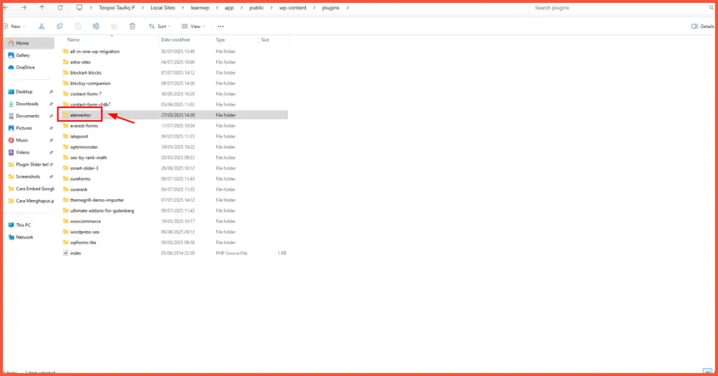 How to remove a WordPress Plugin - method 2 step 2